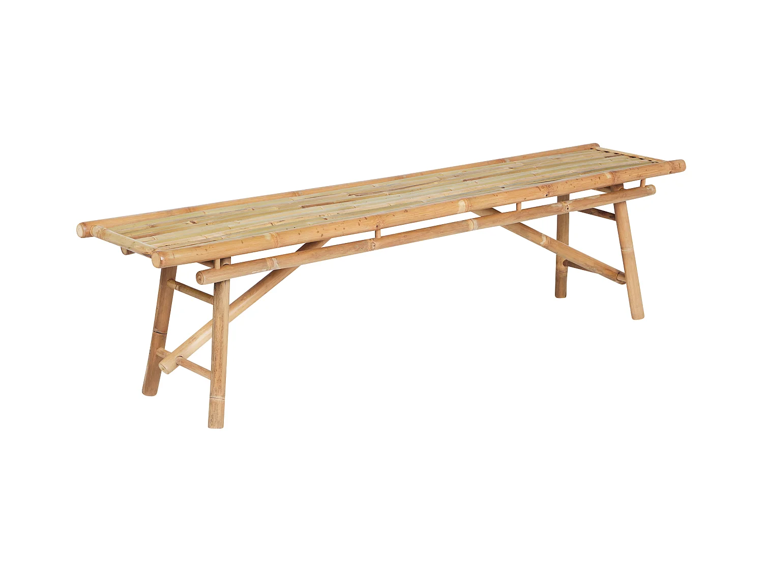 Lot de 2 bancs de jardin TINDARI 180 cm Bambou Marron clair