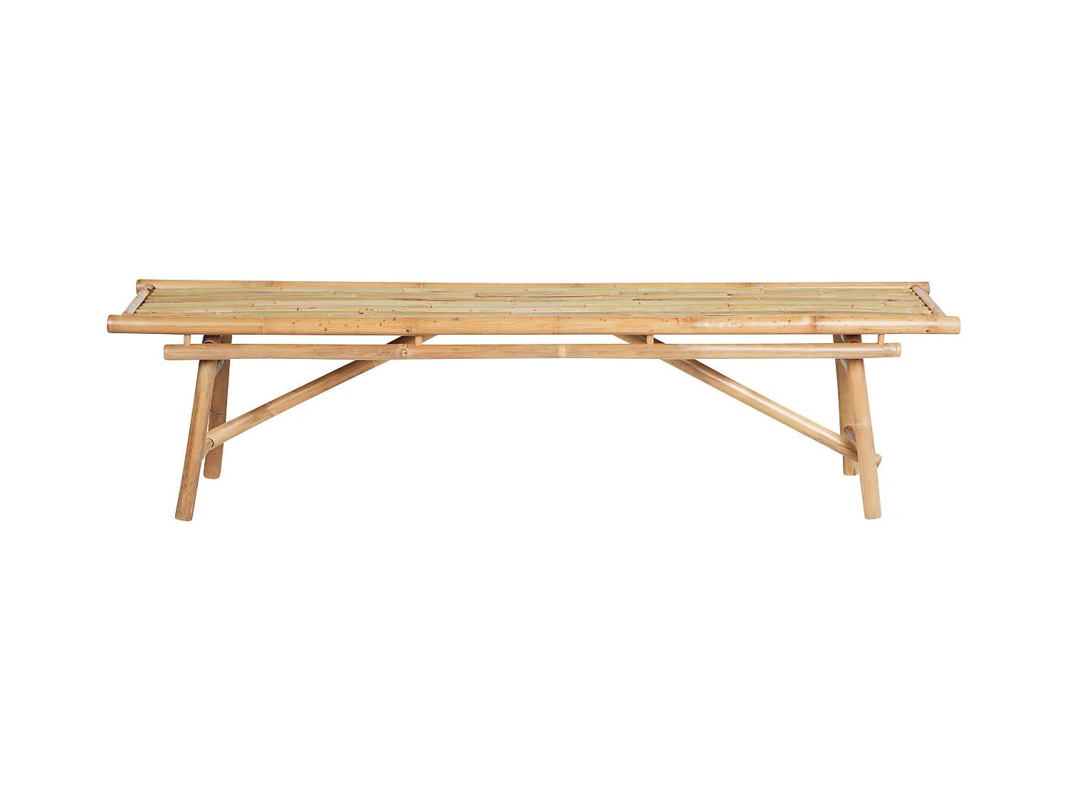 Lot de 2 bancs de jardin TINDARI 180 cm Bambou Marron clair