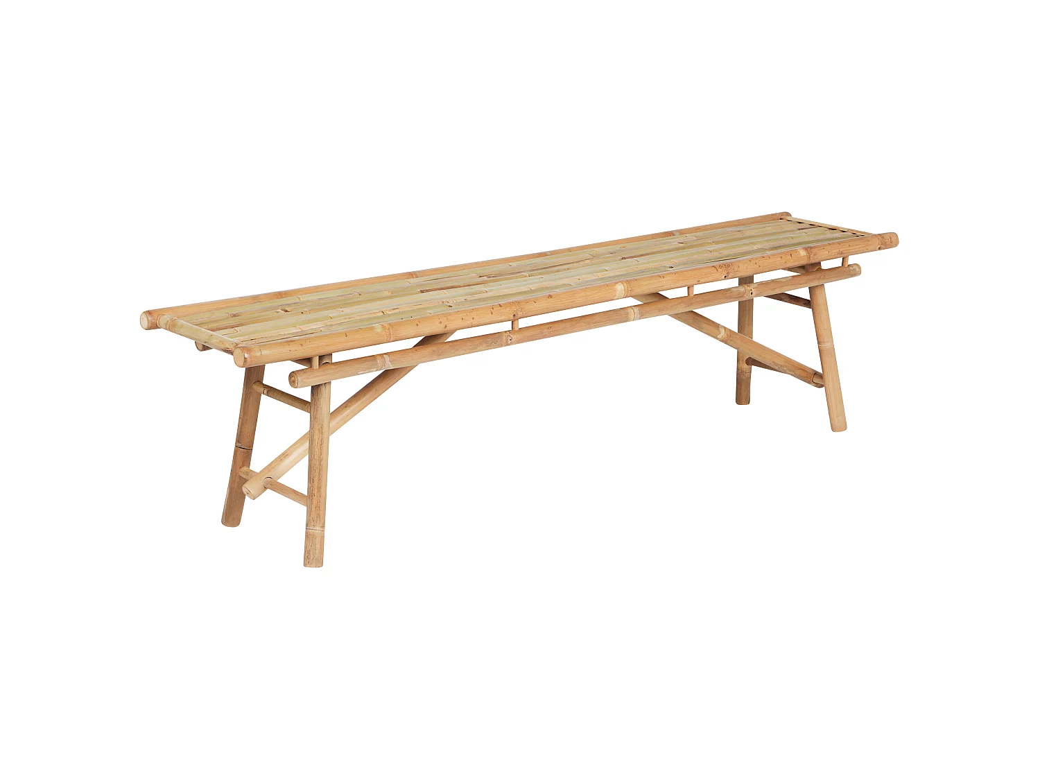 Lot de 2 bancs de jardin TINDARI 180 cm Bambou Marron clair