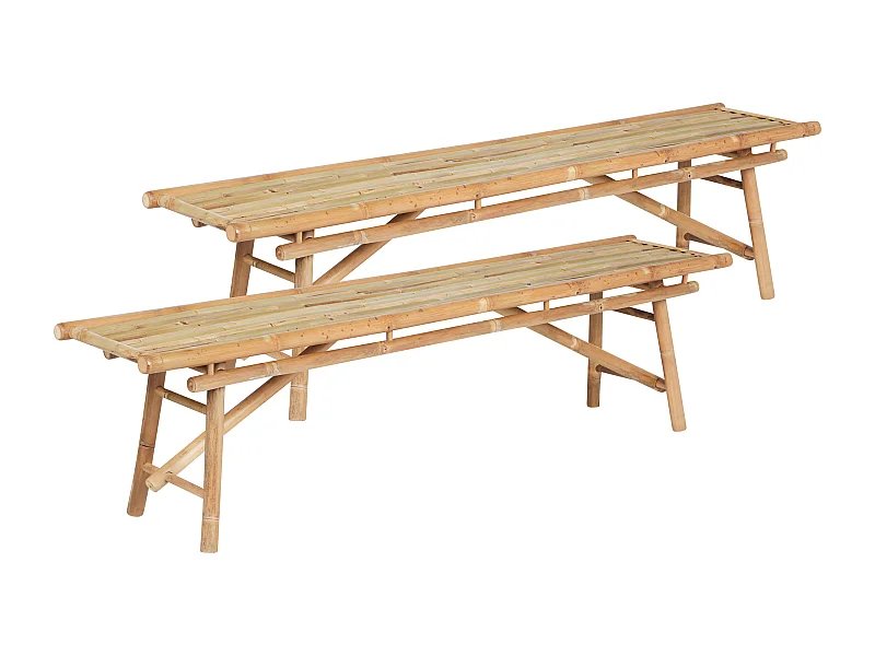 Gartenbänke 2er Set TINDARI 180 cm Bambusholz Hellbraun