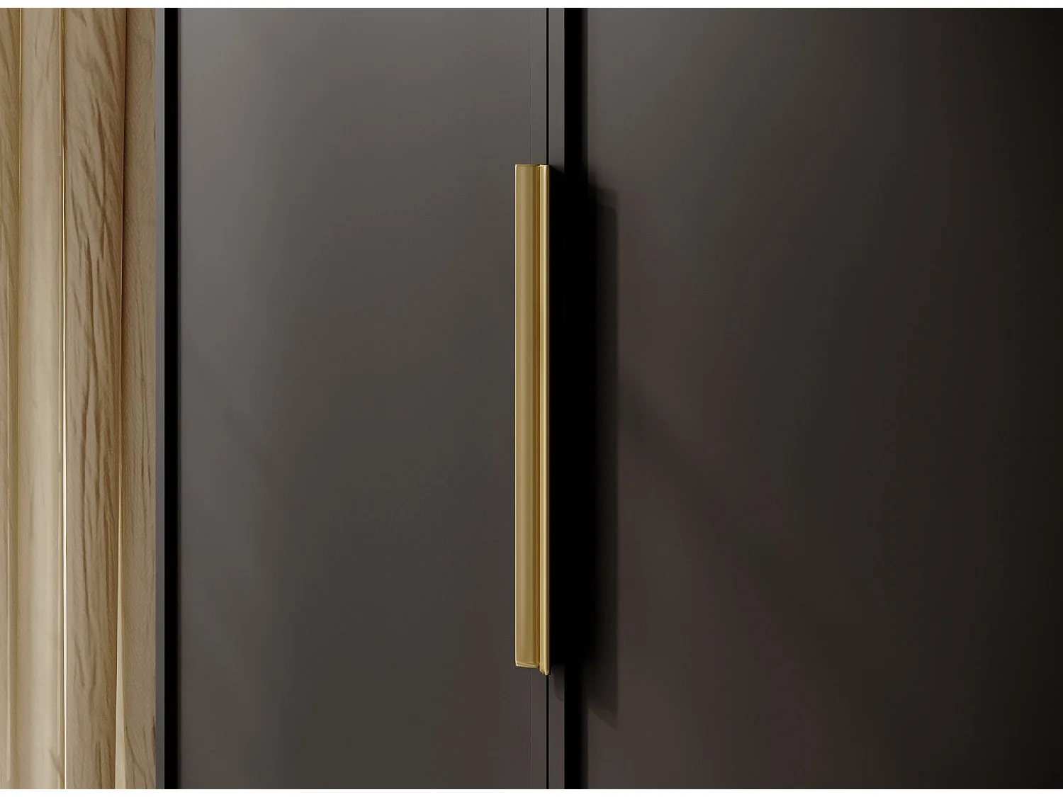 Armoire 3 portes avec longue tringle et tiroirs - 150 cm - noir - FRAME