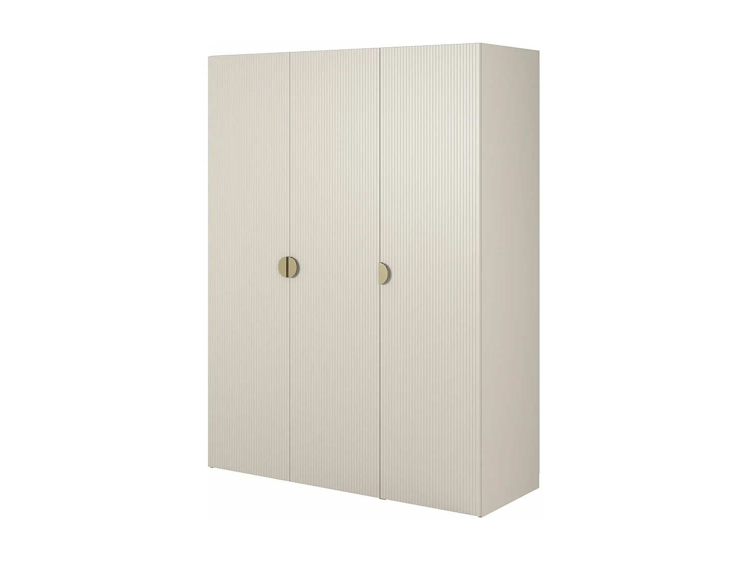 Kleiderschrank 3T mit langer Stange & Regalen - 150 cm - greige - MOONIR