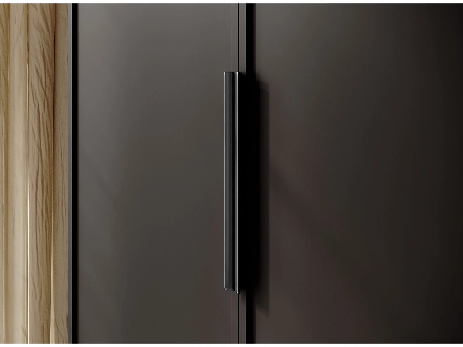 Armoire 4 portes avec 2 tringle et tiroirs - 200 cm - noir - FRAME