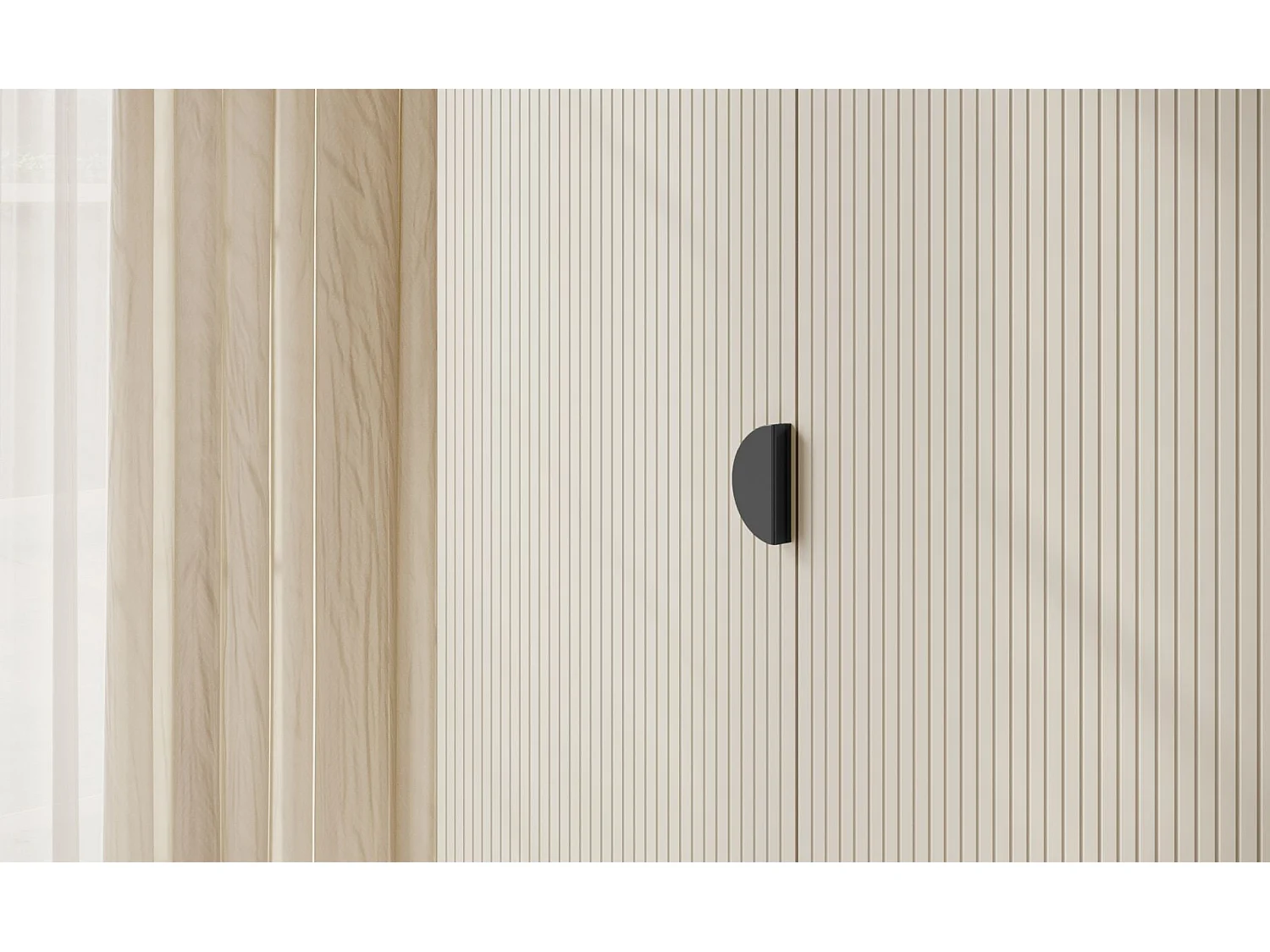 Armoire 3 portes avec tringle et tiroirs - 150 cm - grège- MOONIR