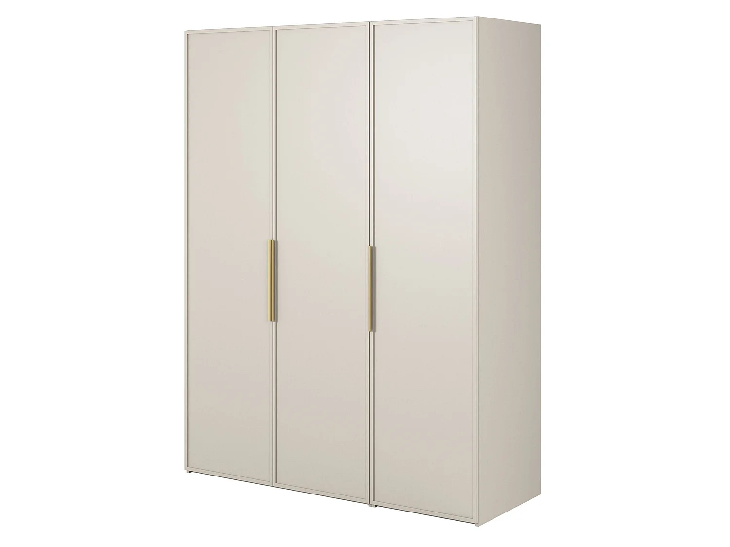 Armoire 3 portes avec longue tringle et tiroirs - 150 cm - grège - FRAME