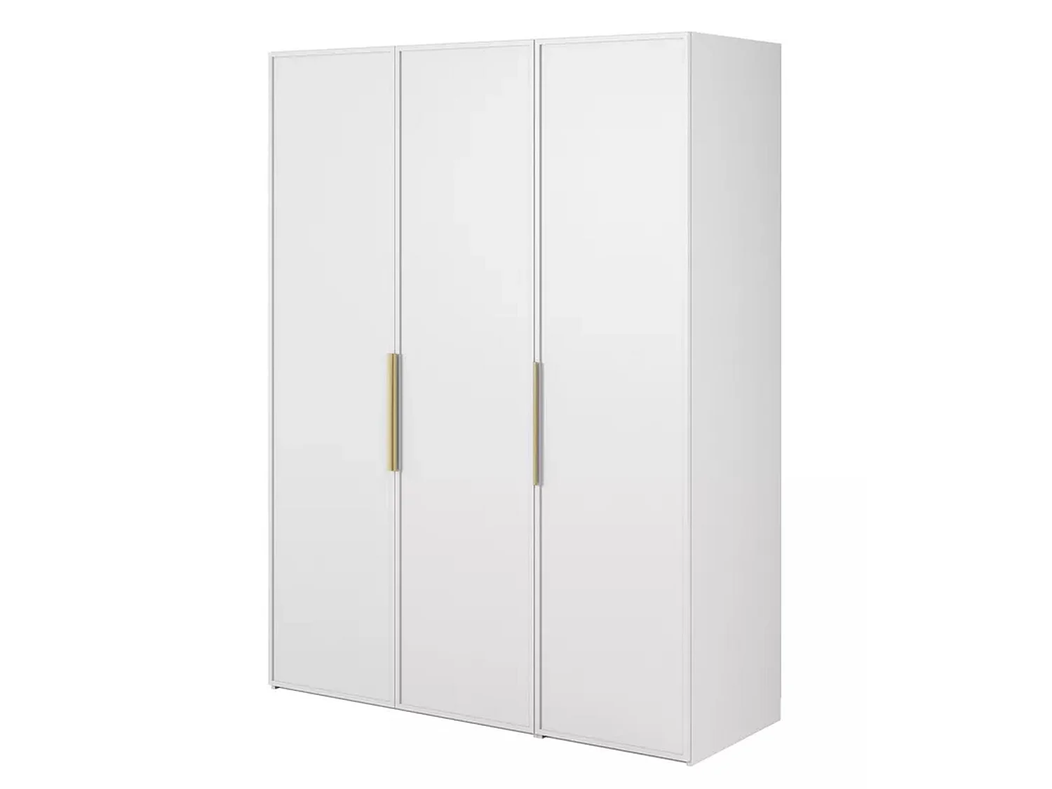 Armoire 3 portes avec longue tringle et tiroirs - 150 cm - blanc - FRAME