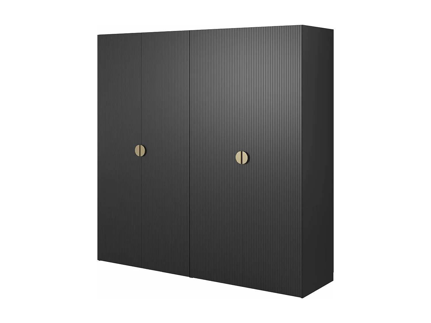 Armoire 4 portes avec tringle et étagères - 200 cm - noir - MOONIR