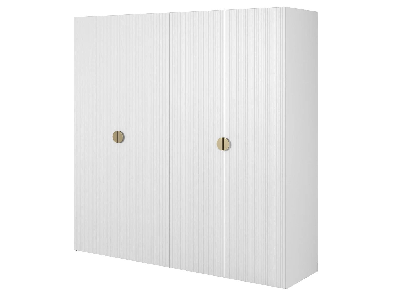 4-deurs kledingkast met roede en planken - 200 cm - wit - MOONIR