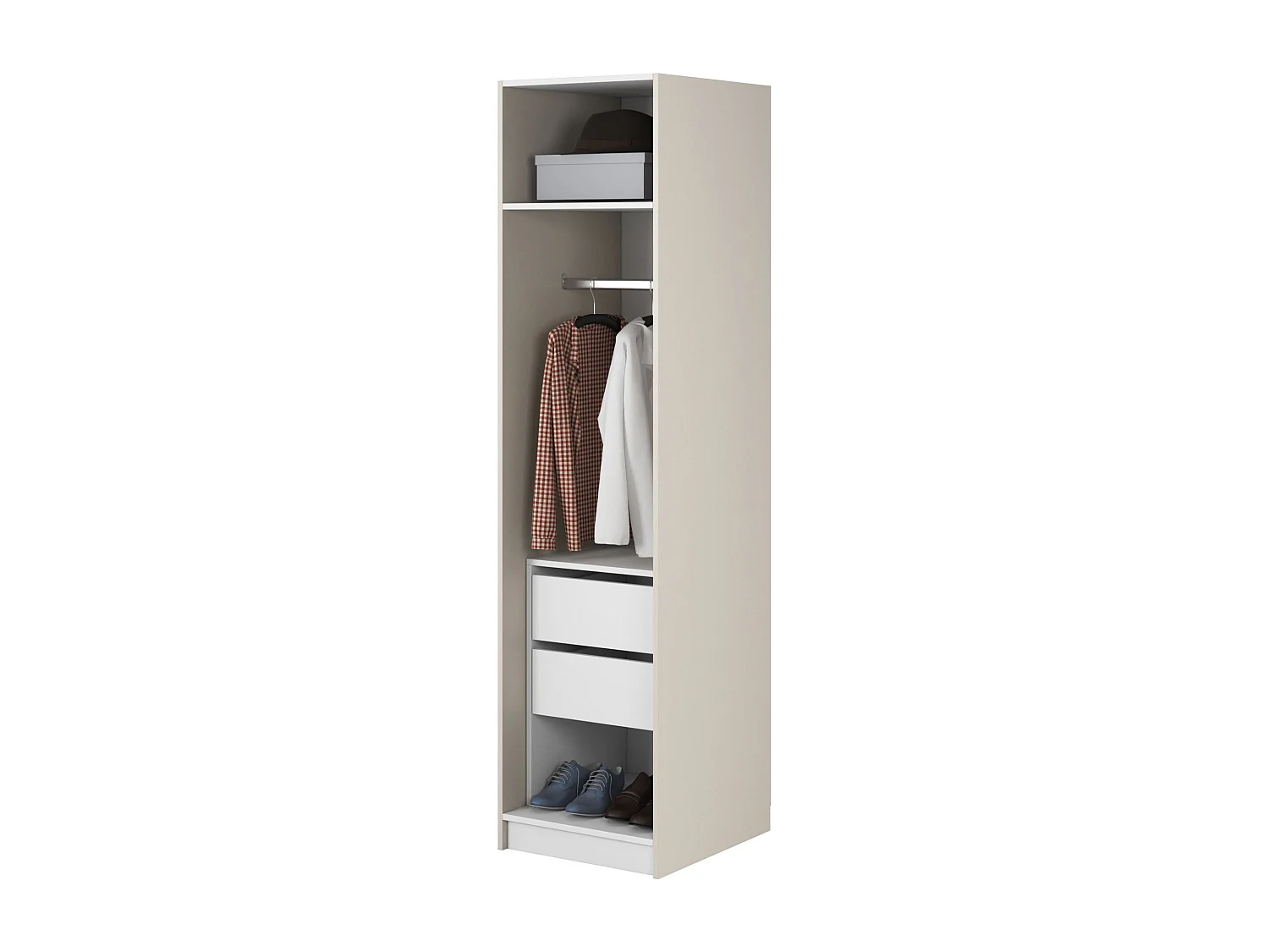 Armoire 1 porte avec tringle et tiroirs- 50 cm - grège - FRAME