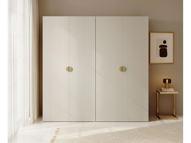 Kleiderschrank 4T mit Stange & Schubladen - 200 cm - greige - MOONIR