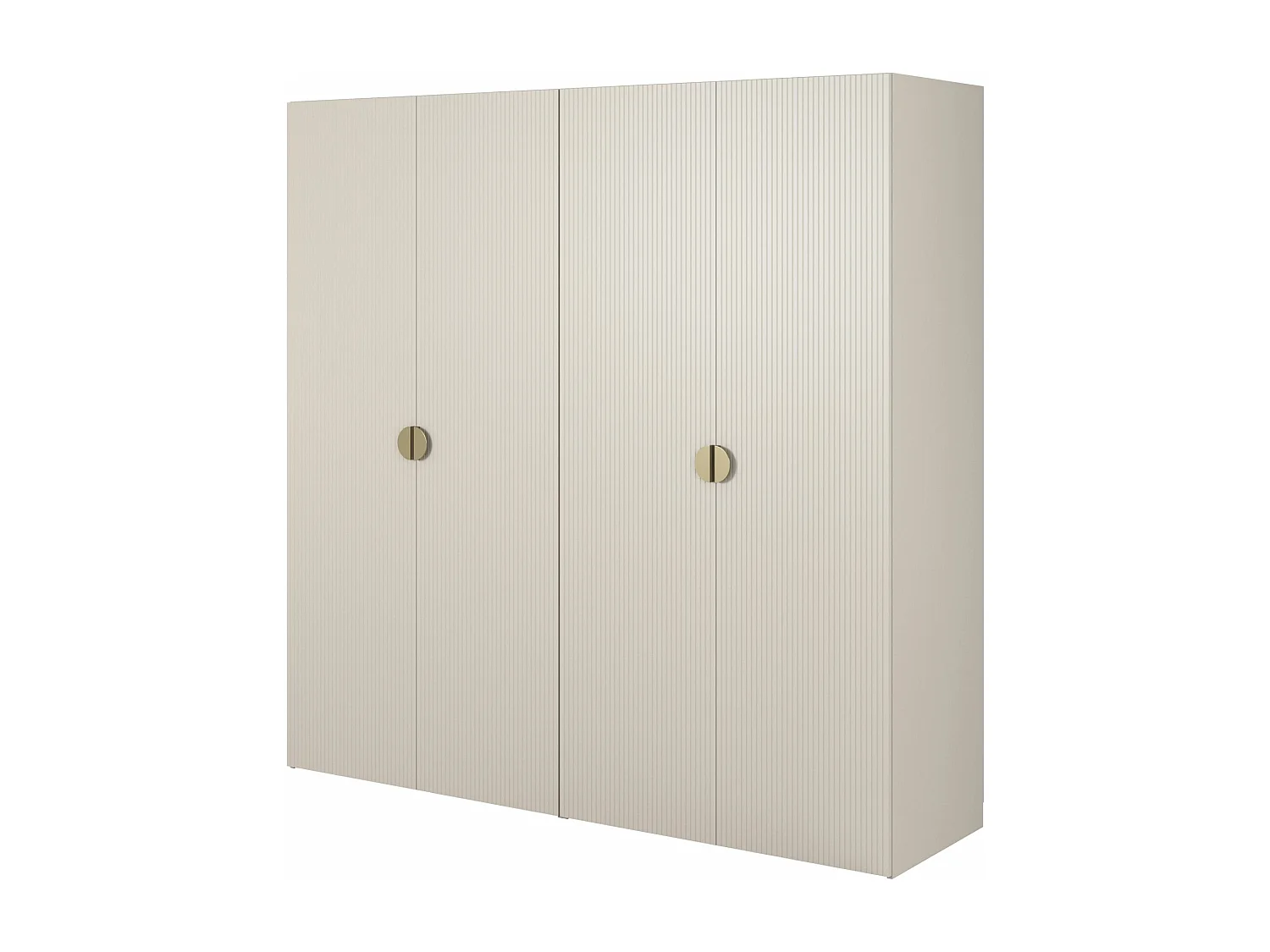 Armoire 4 portes avec 2 tringles et étagères - 200 cm - grège - MOONIR