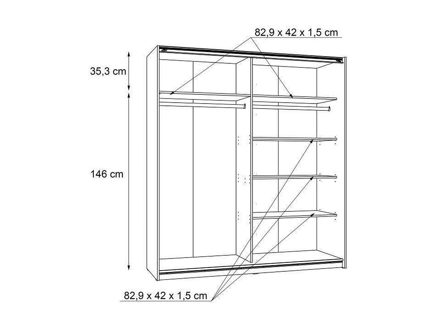 Armoire Chene Cendré Clair Contemporaine Chambre 2 Portes - L 170,3 cm ULOS