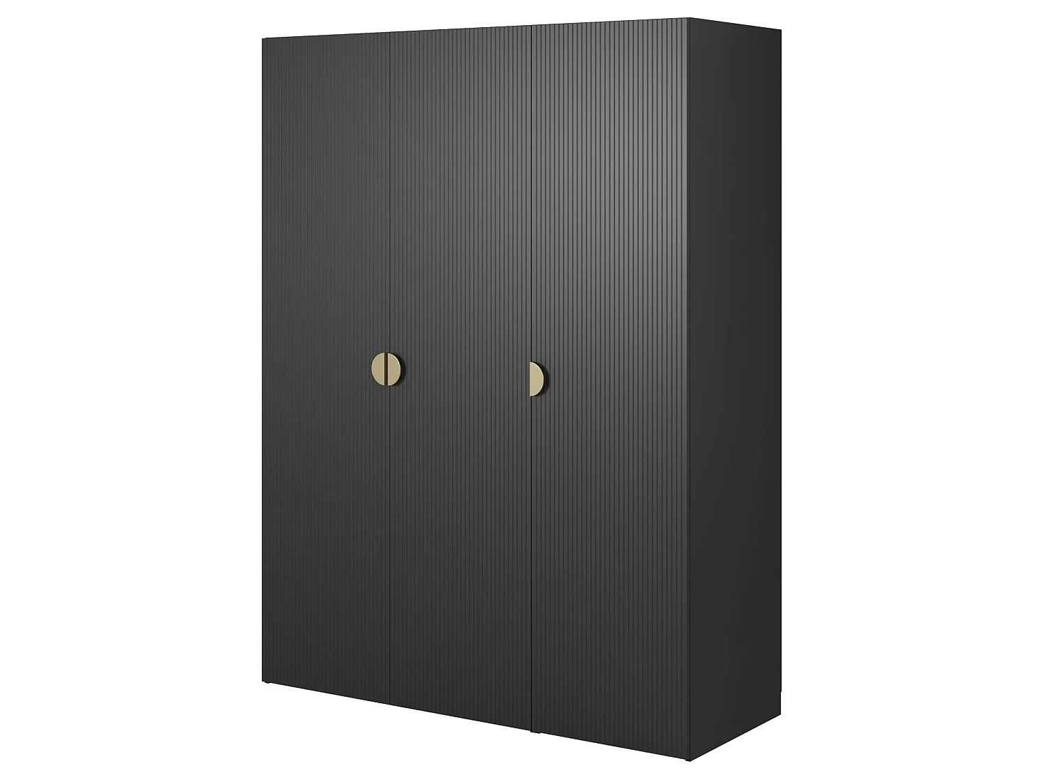 3-deurs kledingkast met lange roede en 7 legplanken - 150 cm - zwart - MOONIR