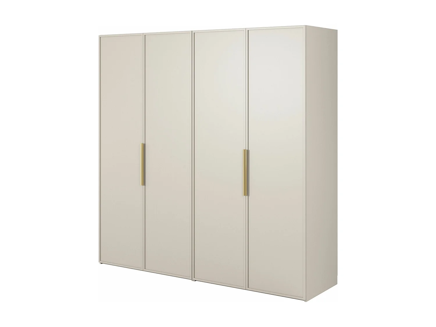 Armoire 4 portes avec tringle et étagères - 200 cm - grège - FRAME