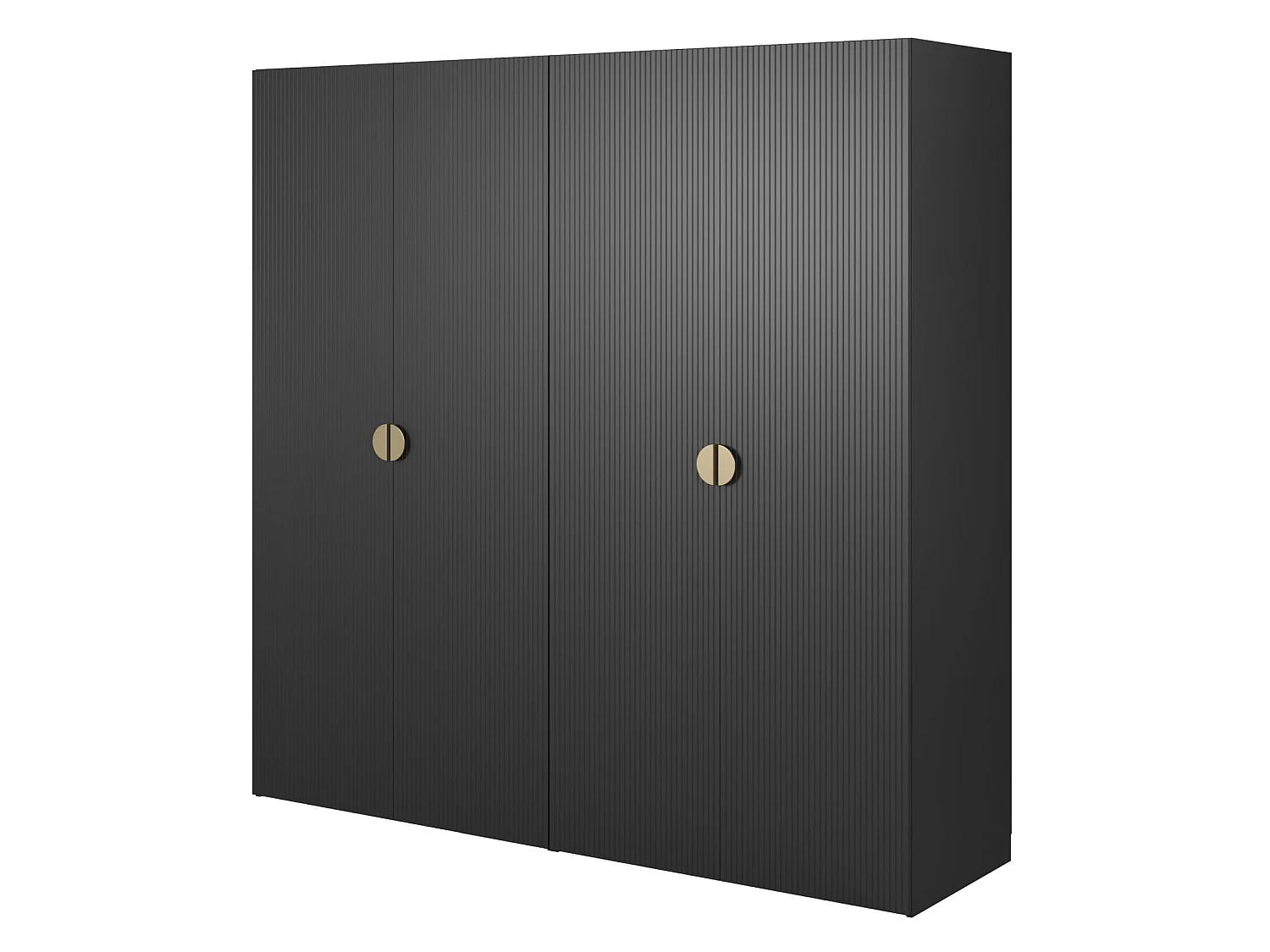 4-deurs kledingkast met twee roedes - 200 cm - zwart - MOONIR