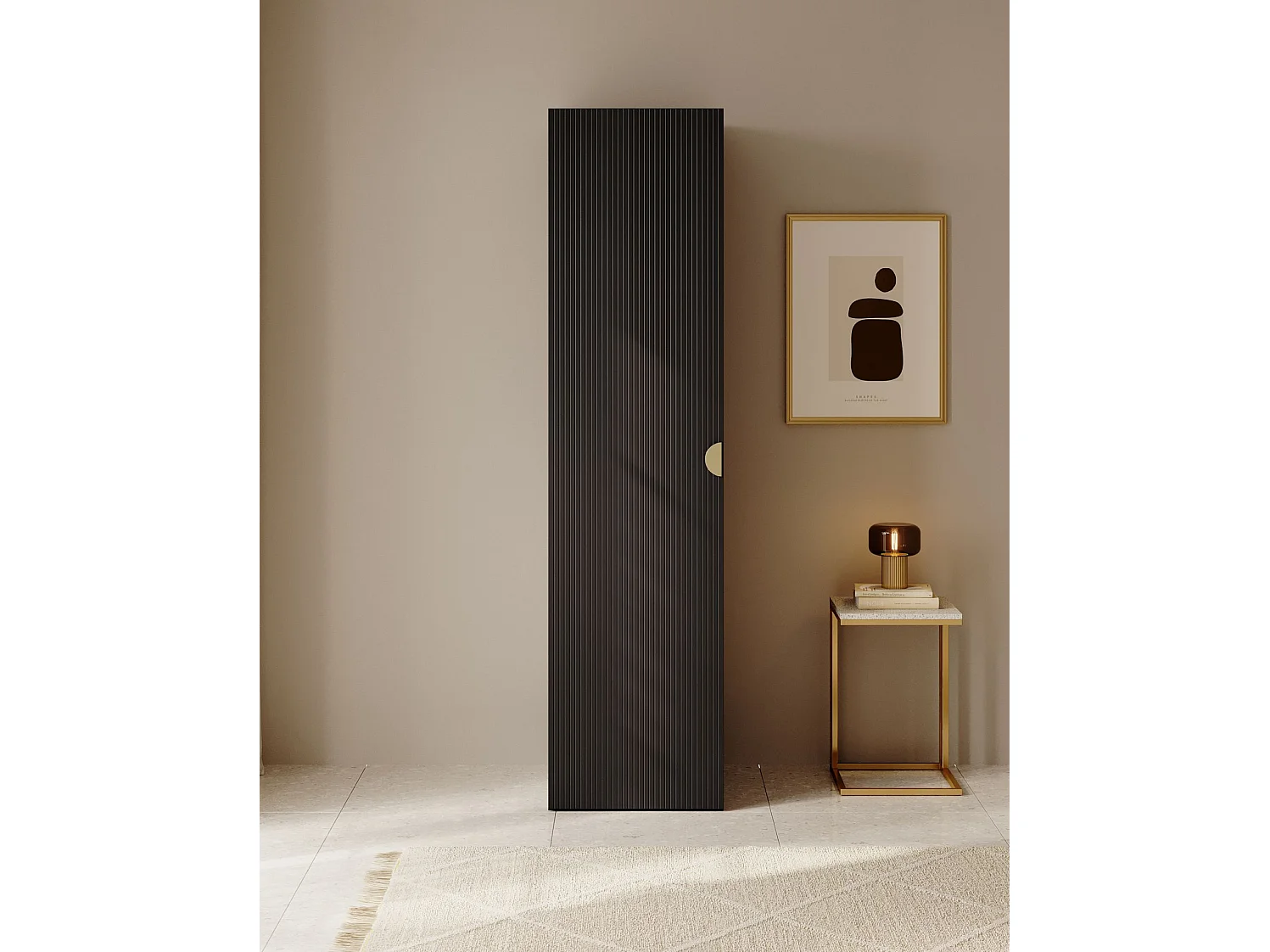 Armoire 1 porte avec tringle et tiroirs- 50 cm - noir - MOONIR