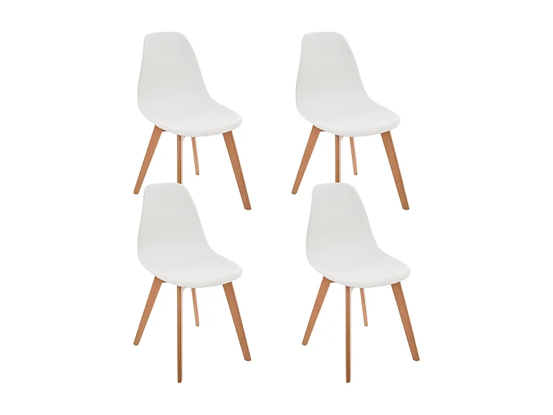 4x chaise pour enfants "Scandinava" blanc atmosphère, L. 34 x P. 33 x H. 57 cm