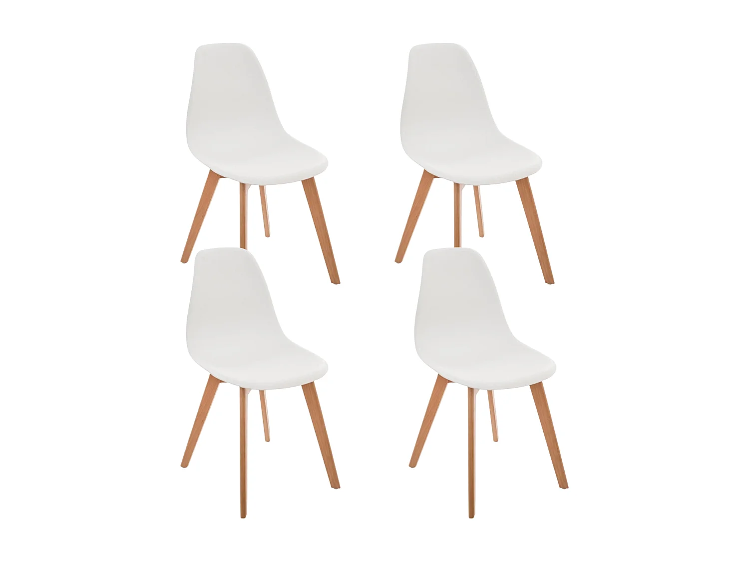 4x chaise pour enfants "Scandinava" blanc atmosphère, L. 34 x P. 33 x H. 57 cm