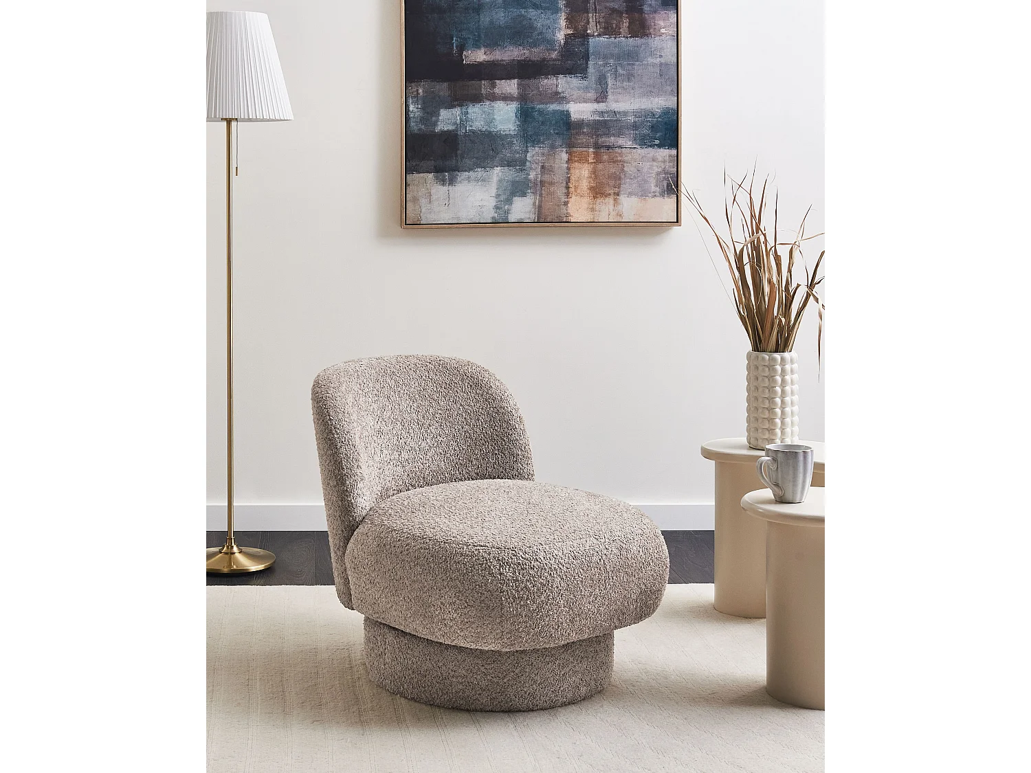 Fauteuil pivotant AYLO Bouclé Taupe