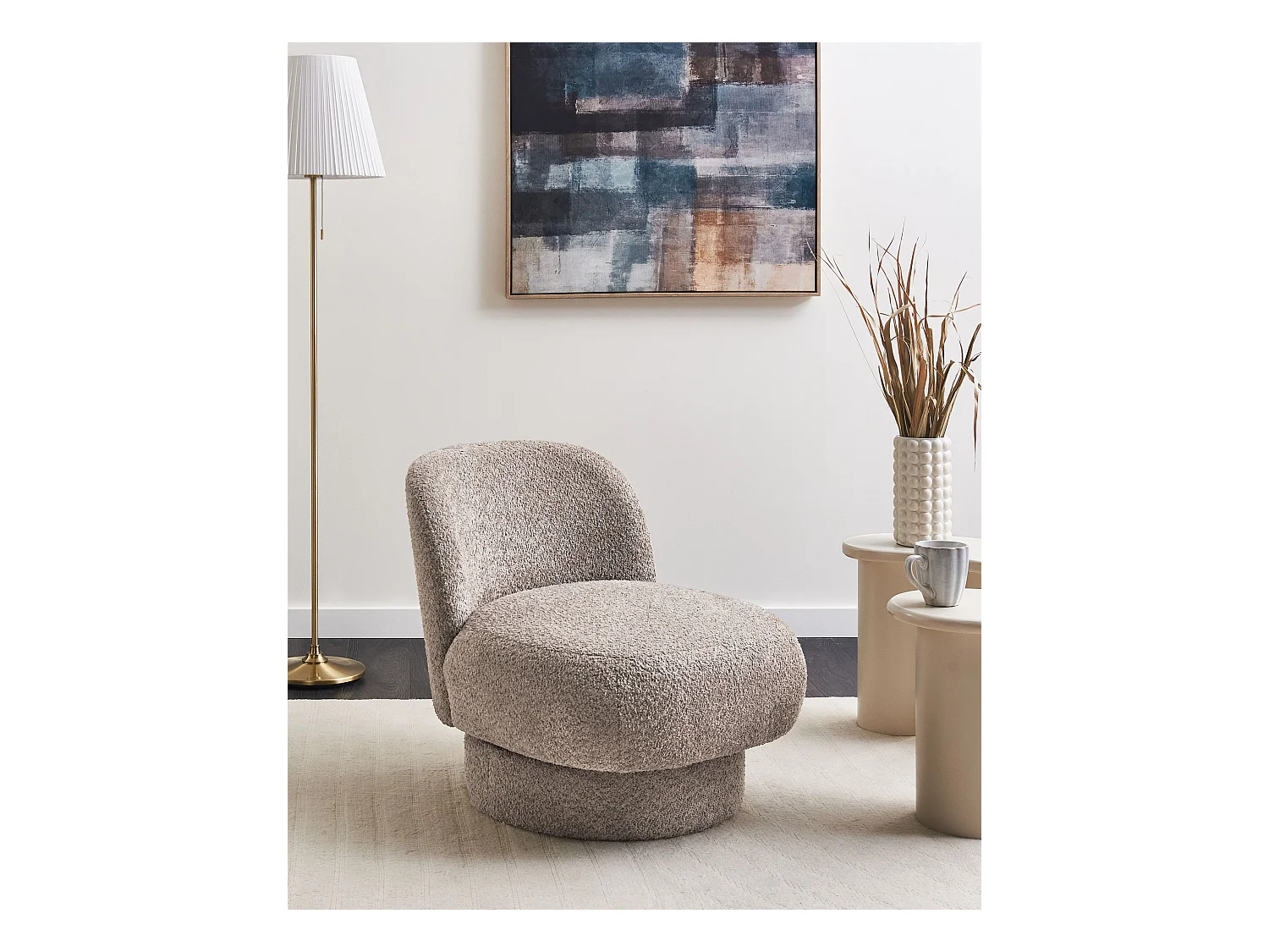 Fauteuil pivotant AYLO Bouclé Taupe