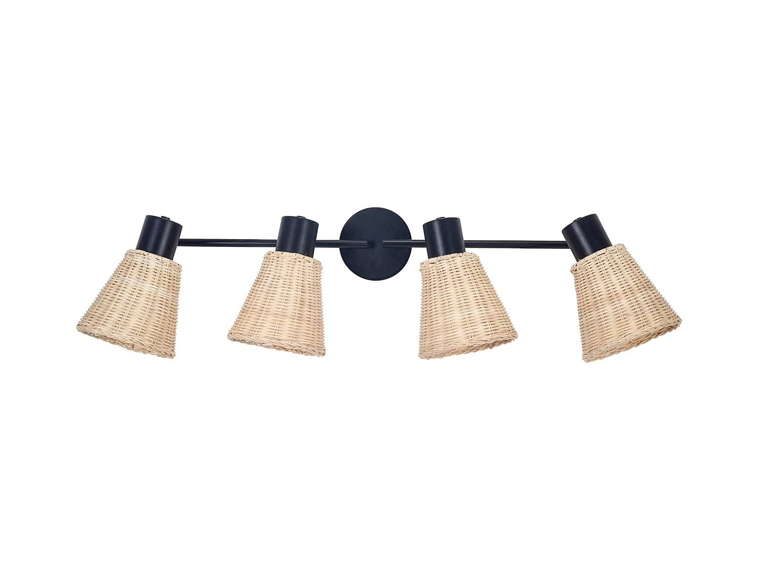 Plafonnier Nature à 4 lumières en rotin noir et naturel pour ampoule E27