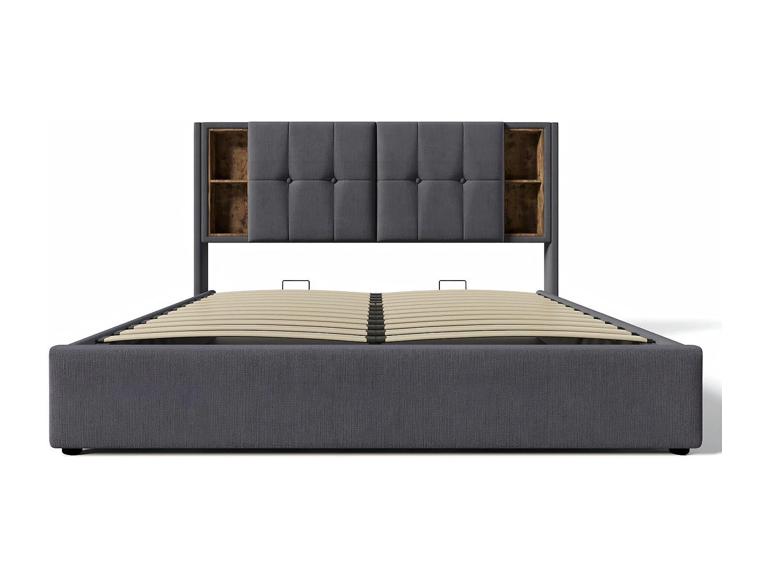 Baumwoll gepolsterte Brust 2 Platz, 140x200 cm, mit USB -WLAN -Ladung und 4 Schubladen, grau