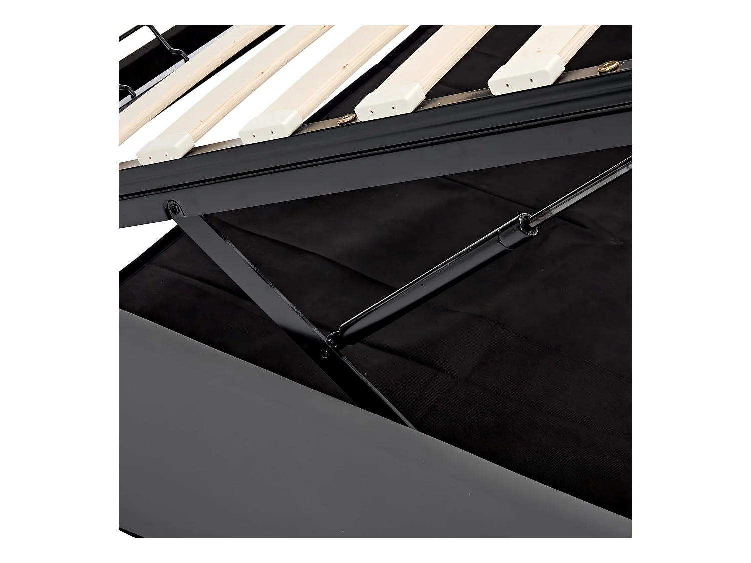 Lit coffre rembourré 160x200cm, avec LED et Port de charge USB/Type-C, charge sans fil, sommier à lattes, Gris
