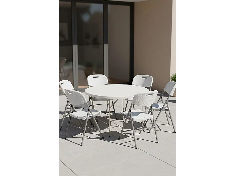 Packs Sillas Plegables - Pack 6 Sillas Plegables para jardín Resin Efecto Ratán