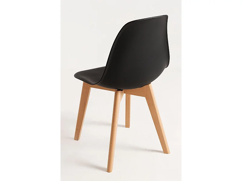 Descuento extra - Conjunto Mesa Tower Redonda 80 cm Blanca y Pack 4 Sillas Kelen - Negro