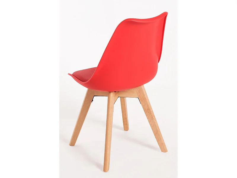 Descuento extra - Conjunto Mesa Tower Redonda 80 cm Blanca y Pack 4 Sillas Synk Basic - Rojo