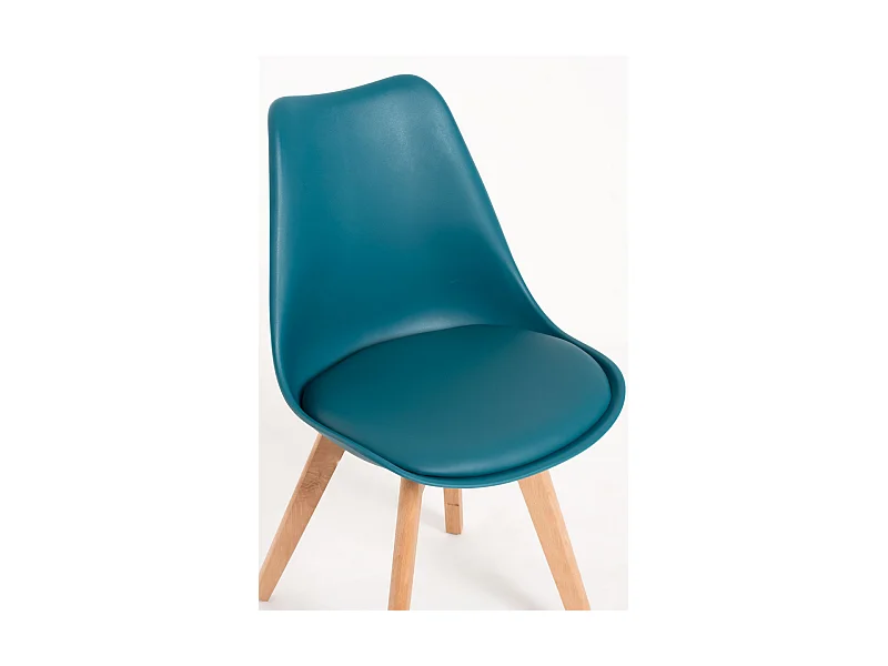 Descuento extra - Conjunto Mesa Tower Redonda 80 cm Blanca y Pack 2 Sillas Synk Basic - Verde azulado