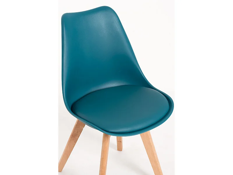 Descuento extra - Conjunto Mesa Tower Redonda 80 cm Blanca y Pack 2 Sillas Synk Basic - Verde azulado