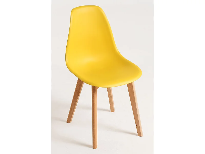 Conjuntos de mesa y sillas - Conjunto Mesa Tower Rectangular 120 x 80 cm Blanca y Pack 4 Sillas Kelen - Amarillo