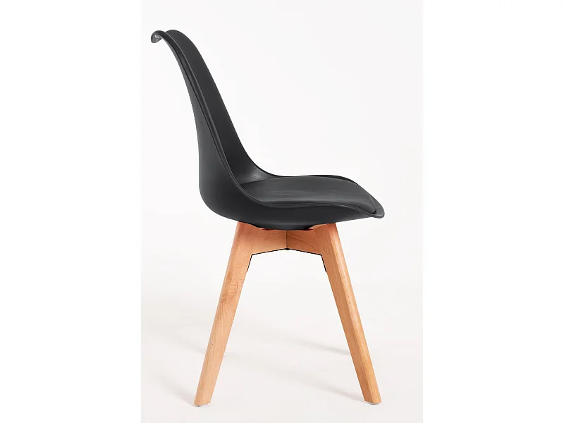 Descuento extra - Conjunto Mesa Tower Redonda 80 cm Blanca y Pack 4 Sillas Synk Basic - Negro