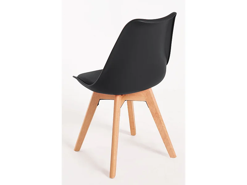 Descuento extra - Conjunto Mesa Tower Redonda 80 cm Blanca y Pack 4 Sillas Synk Basic - Negro