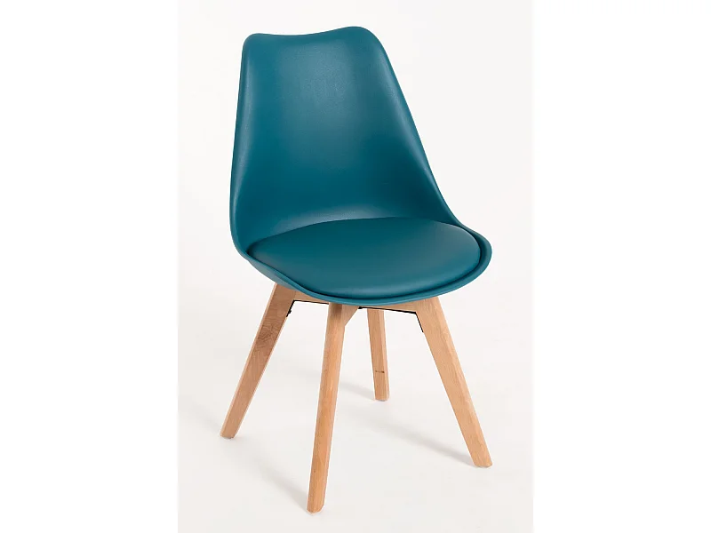 Conjuntos de mesa y sillas - Conjunto Mesa Tower Rectangular 120 x 80 cm Blanca y Pack 4 Sillas Synk Basic - Verde azulado