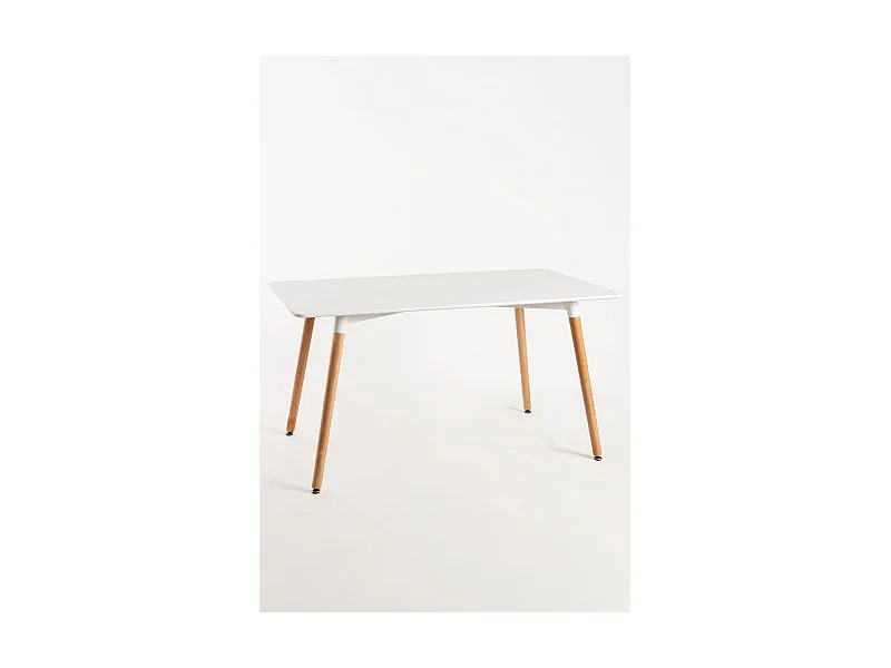 Conjuntos de mesa y sillas - Conjunto Mesa Tower Rectangular 120 x 80 cm Blanca y Pack 4 Sillas Kelen - Blanco