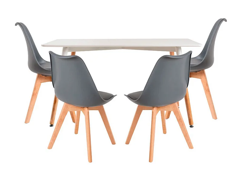Conjuntos de mesa y sillas - Conjunto Mesa Tower Rectangular 120 x 80 cm Blanca y Pack 4 Sillas Synk Basic - Gris