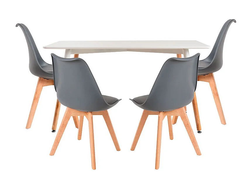 Conjuntos de mesa y sillas - Conjunto Mesa Tower Rectangular 120 x 80 cm Blanca y Pack 4 Sillas Synk Basic - Gris