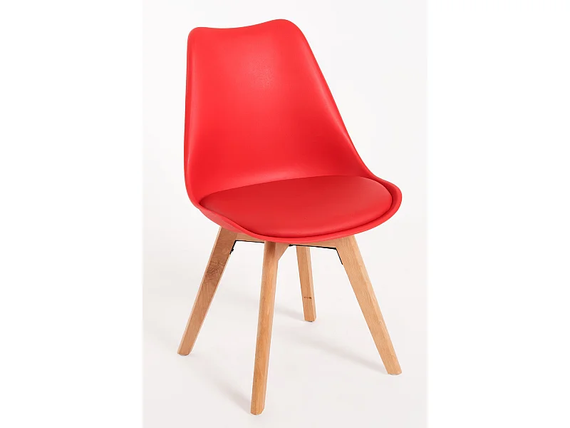 Conjuntos de mesa y sillas - Conjunto Mesa Tower Rectangular 120 x 80 cm Blanca y Pack 4 Sillas Synk Basic - Rojo