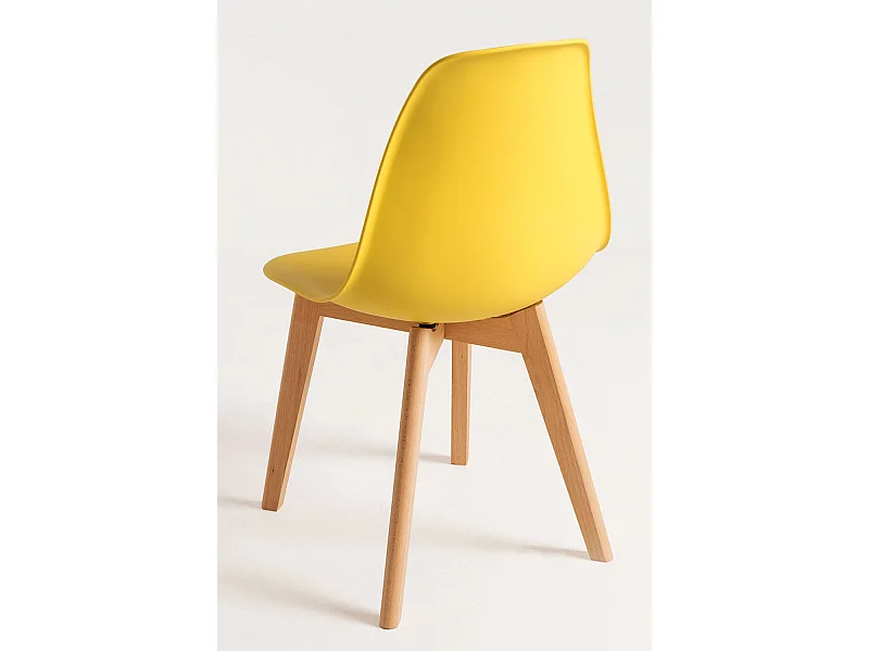 Descuento extra - Conjunto Mesa Tower Redonda 80 cm Blanca y Pack 4 Sillas Kelen - Amarillo