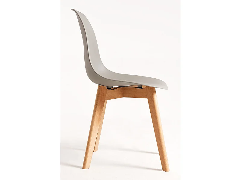 Descuento extra - Conjunto Mesa Tower Redonda 80 cm Blanca y Pack 2 Sillas Kelen - Gris