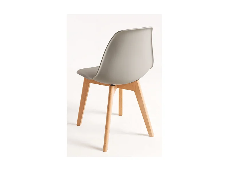 Descuento extra - Conjunto Mesa Tower Redonda 80 cm Blanca y Pack 2 Sillas Kelen - Gris