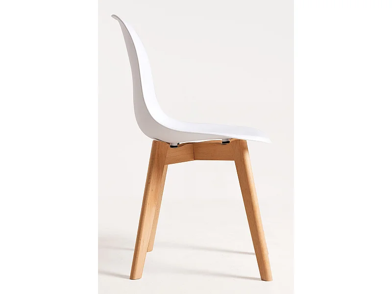 Descuento extra - Conjunto Mesa Tower Redonda 80 cm Blanca y Pack 4 Sillas Kelen - Blanco