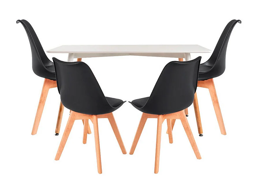 Conjuntos de mesa y sillas - Conjunto Mesa Tower Rectangular 120 x 80 cm Blanca y Pack 4 Sillas Synk Basic - Negro