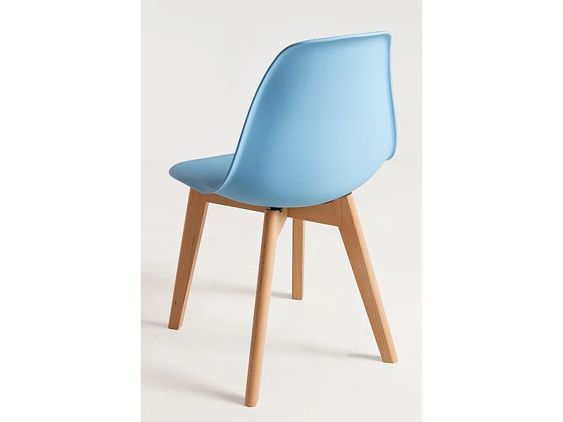 Descuento extra - Conjunto Mesa Tower Redonda 80 cm Blanca y Pack 4 Sillas Kelen - Azul cielo