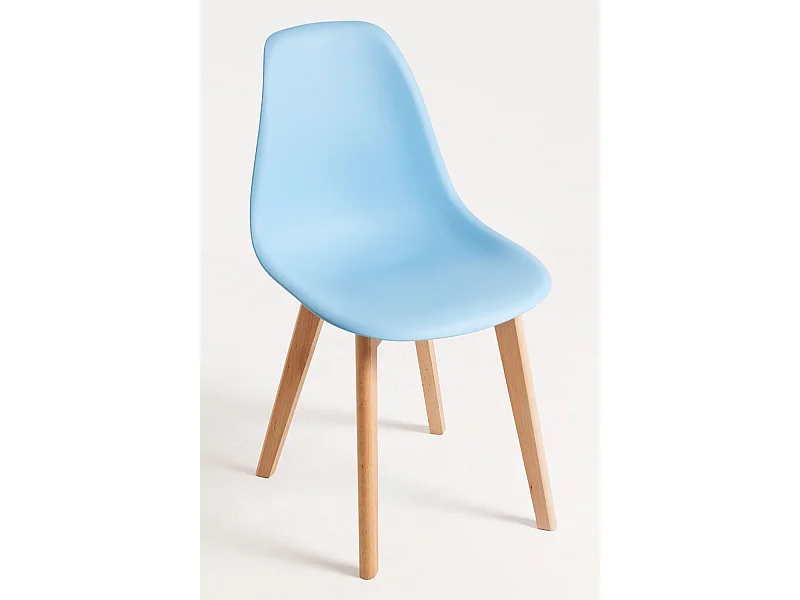 Conjuntos de mesa y sillas - Conjunto Mesa Tower Rectangular 120 x 80 cm Blanca y Pack 6 Sillas Kelen - Azul cielo