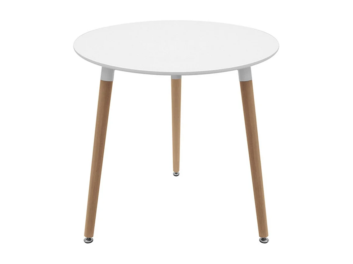 Descuento extra - Conjunto Mesa Tower Redonda 80 cm Blanca y Pack 2 Sillas Kelen - Negro