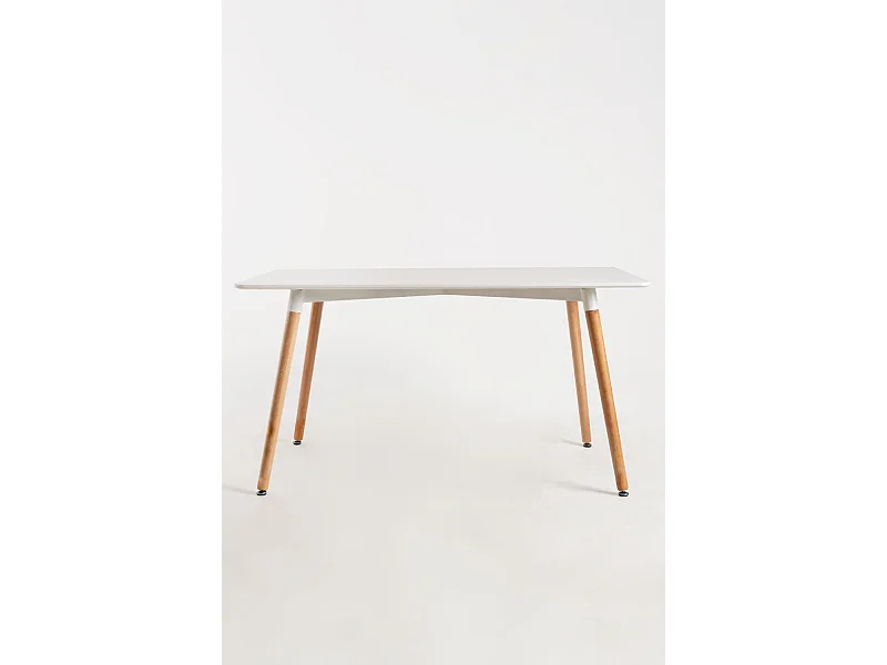 Conjuntos de mesa y sillas - Conjunto Mesa Tower Rectangular 120 x 80 cm Blanca y Pack 6 Sillas Synk Basic - Marrón