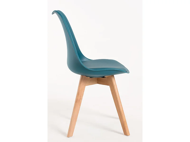 Descuento extra - Conjunto Mesa Tower Redonda 80 cm Blanca y Pack 4 Sillas Synk Basic - Verde azulado